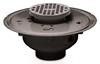 Drain 4" PVC Adjustable Commercial Hub End with 5" Round Brass Grate & Ring