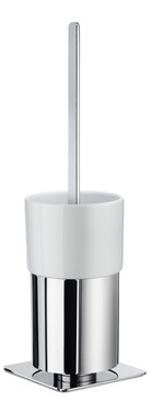 FK321P Toilet Brush With Porcelain Glass Container in Polished Chrome/White Porcelain