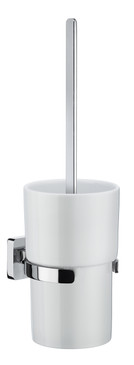 Toilet Brush Wallmount - Porcelain in Polished Chrome/White Porcelain