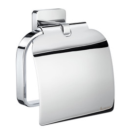European Toilet Roll Holder with Cover in Polished Chrome