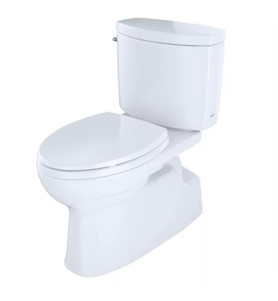 1.28 GPF Two-Piece Single Flush Elongated Toilet with Right Hand Trip Lever in Cotton