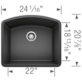 20.813-In X 24-In Single-Basin Granite Undermount Residential Kitchen Sink in Anthracite