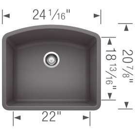 20.813-In X 24-In Single-Basin Granite Undermount Residential Kitchen Sink in Cinder