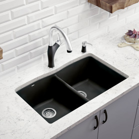 19.25-In X 32-In Double-Basin Granite Undermount Residential Kitchen Sink in Anthracite