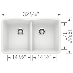 19.25-In X 32-In Double-Basin Granite Undermount Residential Kitchen Sink in White