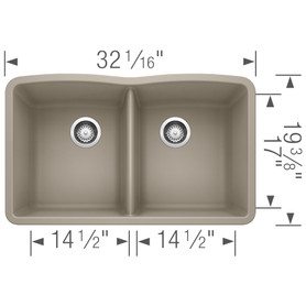 19.25-In X 32-In Double-Basin Granite Undermount Residential Kitchen Sink in Truffle