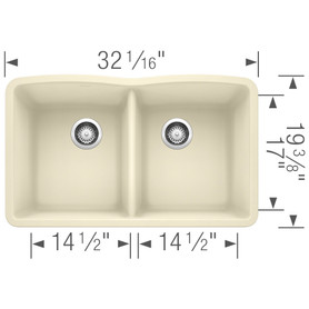 19.25-In X 32-In Double-Basin Granite Undermount Residential Kitchen Sink in Biscuit