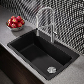 22-In X 33.5-In Single-Basin Granite Drop-In Or Undermount 1-Hole Residential Kitchen Sink in Anthracite
