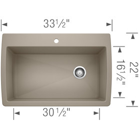 22-In X 33.5-In Single-Basin Granite Drop-In Or Undermount 1-Hole Residential Kitchen Sink in Truffle