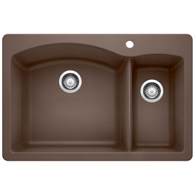 Blanco 440197 22-In X 33-In Double-Basin Granite Drop-In Or Undermount 1-Hole Residential Kitchen Sink in Cafe Brown