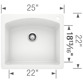 22-In X 25-In Single-Basin Granite Drop-In Or Undermount 1-Hole Residential Kitchen Sink in White