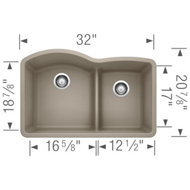 32-In X 20.875-In Double-Basin Granite Undermount 2-Hole Residential Kitchen Sink in Truffle
