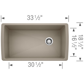 18.5-In X 33.5-In Single-Basin Granite Undermount Residential Kitchen Sink in Truffle