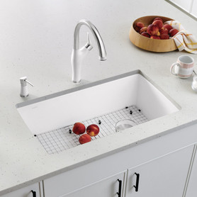 18.5-In X 33.5-In Single-Basin Granite Undermount Residential Kitchen Sink in White