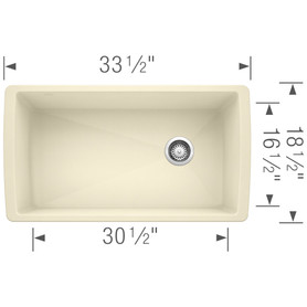 18.5-In X 33.5-In Single-Basin Granite Undermount Residential Kitchen Sink in Biscuit
