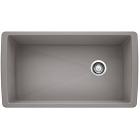 18.5-In X 33.5-In Single-Basin Granite Undermount Residential Kitchen Sink in Metallic Gray