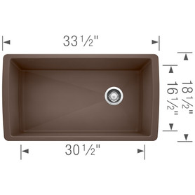 18.5-In X 33.5-In Single-Basin Granite Undermount Residential Kitchen Sink in Cafe Brown