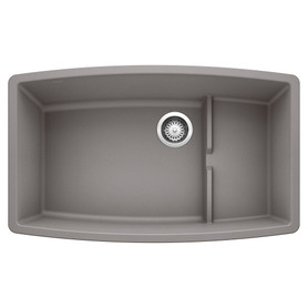 19.5-In X 32-In Single-Basin Granite Undermount Residential Kitchen Sink in Metallic Grey