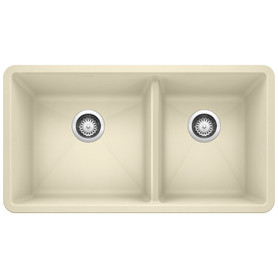 18-In X 33-In Double-Basin Granite Undermount Kitchen Sink in Biscuit
