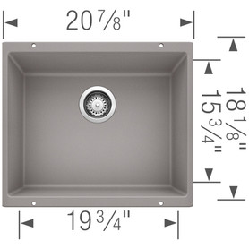 18.11-In X 20.87-In Single-Basin Granite Undermount Residential Kitchen Sink in Metallic Gray