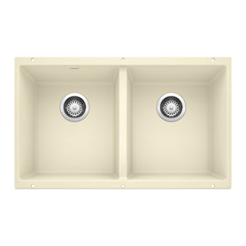 18.12-In X 29.75-In Double-Basin Granite Undermount Kitchen Sink in Biscuit