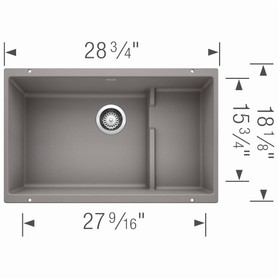 18.125-In X 28.75-In Single-Basin Granite Undermount Residential Kitchen Sink in Metallic Gray