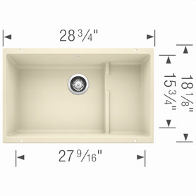 18.125-In X 28.75-In Single-Basin Granite Undermount Residential Kitchen Sink in Biscuit