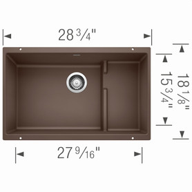 18.125-In X 28.75-In Single-Basin Granite Undermount Residential Kitchen Sink in Cafe Brown