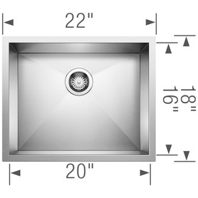 516210 18-In X 22-In Single-Basin Undermount Kitchen Sink in Stainless Steel