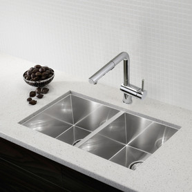 18-In X 32-In Double-Basin Stainless Steel Undermount Residential Kitchen Sink in Satin