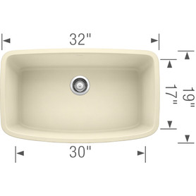 19-In X 32-In Single-Basin Granite Undermount Residential Kitchen Sink in Biscuit