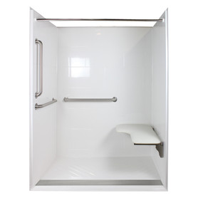 Comfort Designs Ada Compliant 60in I D X 31 1 4in I D Ada Reinforced Center Drain Roll In Shower Kit With Ada Accessories In White Xss6233bf Frwht Ada Online Bath1 Com