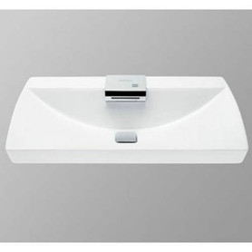 29-1/2-in Fireclay Drop In Bathroom Sink with Single Faucet Hole Drilled and SanaGloss Ceramic Glaze, Integrated Faucet Included in Cotton
