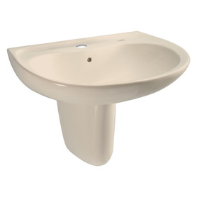 26-in Wall Mounted Bathroom Sink with Single Faucet Hole Drilled, Overflow and SanaGloss Ceramic Glaze in Bone