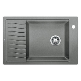 19.6875-In X 30.6875-In Single-Basin Granite Drop-In Or Undermount 1-Hole Residential Kitchen Sink With Drainboard in Metallic Gray