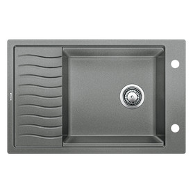 19.6875-In X 30.6875-In Single-Basin Granite Drop-In Or Undermount 2-Hole Residential Kitchen Sink With Drainboard in Metallic Gray