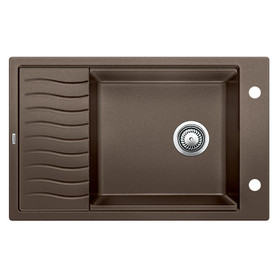 19.6875-In X 30.6875-In Single-Basin Granite Drop-In Or Undermount 2-Hole Residential Kitchen Sink With Drainboard in Cafe Brown