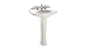 4" Faucet Center Pedestal Lavatory in Colonial White