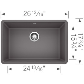 17.75-in x 26.8125-in Granite 8.625-in Deep Kitchen Sink, in Cinder
