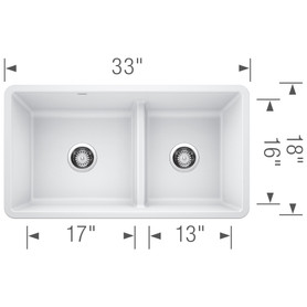 18-in x 33-in Granite 9.5-in Deep Kitchen Sink, in White