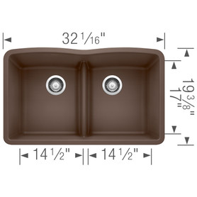 19.25-in x 32-in Granite 9.5-in Deep Kitchen Sink, in Cafe Brown