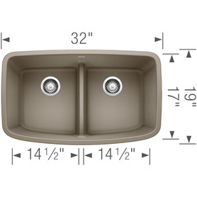 19-in x 32-in Granite 9.5-in Deep Kitchen Sink, in Truffle