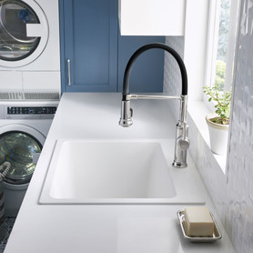 22-in x 25-in Granite 12-in Laundry Sink, in White