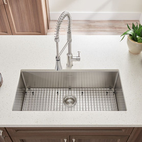 35" Single Basin Kitchen Sink for Undermount Installations with Drain in Stainless Steel