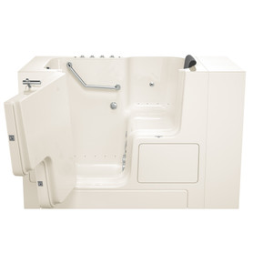 32-in. x 52-in. Outward Opening Door Walk-In Air Spa and Whirlpool Massage Bathtub with Left Door/Drain in Linen