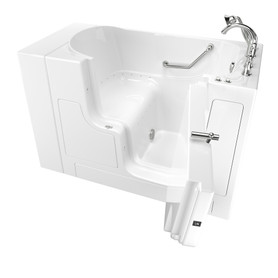 30-in. x 52-in. Outward Opening Door Walk-In Air Massage Bathtub with Tub Faucet in White