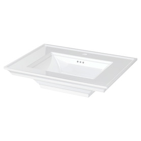 Center Hole Pedestal Sink Top in White