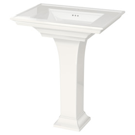 Center Hole Pedestal Sink in White