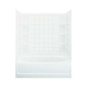 74.25-in x 42-in x 60.25-in Vikrell Oval in Rectangle Skirted Bathtub with Right-Hand Drain and Wall Surround in White