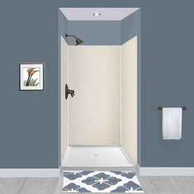 EWK363672-46 Expressions 36" X 36" X 72" 3-Piece Shower Wall Trimmable Kit, In Houndstooth